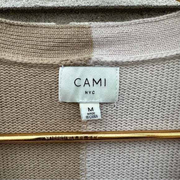 Cami NYC Maya Cardigan M Cashew Colorblock Wool Pearl Button Sweater Soft Girl - Picture 6 of 14